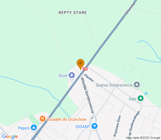 Mapa dojazdu do warsztatu samochodowego w miejscowości Ptakowice